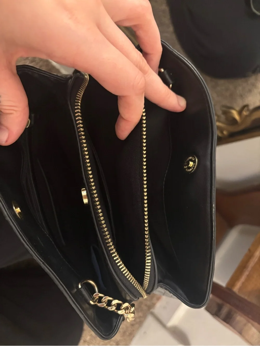 Nine West Black Croc-Embossed Chain Strap Crossbody